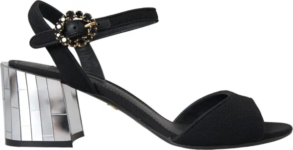 Black Crystal Ankle Strap Keira Sandal Shoes