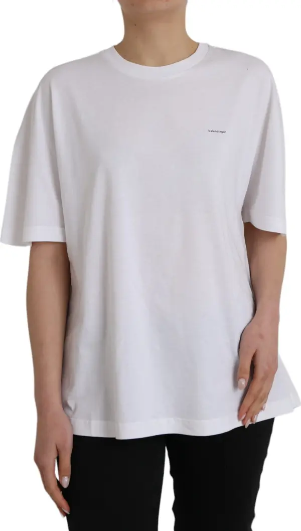 White Cotton Crew Neck Short Sleeves T-shirt