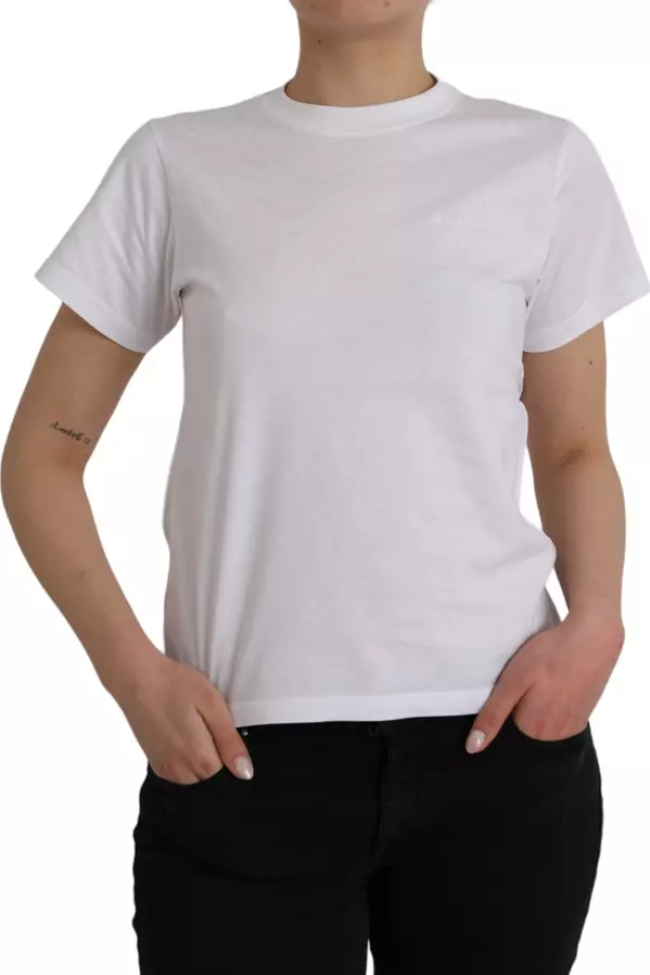 White Cotton Crew Neck Short Sleeves Tee T-shirt