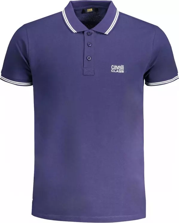 Blue Cotton Men Polo Shirt