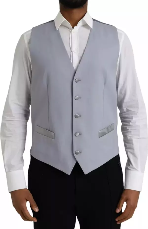 Light Blue Wool Formal Dress Waistcoat Vest
