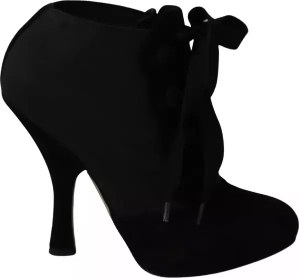 Black Suede Stretch Ankle Boots Booties Shoes