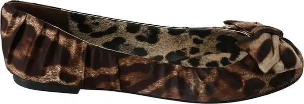 Brown Leopard Silk Ballerina Flats Shoes