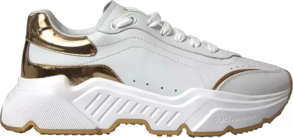 White Gold Leather Men Sneakers DAYMASTER Shoes