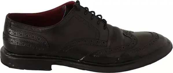 Black Leather Brogue Oxford Dress Shoes