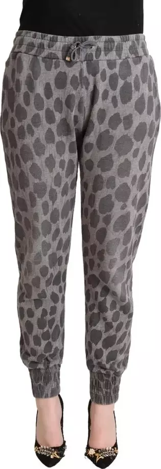 Gray Leopard Print Sweatpants Jogger Pants