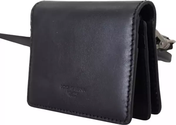 Black Leather Bifold Shoulder Sling Women Wallet