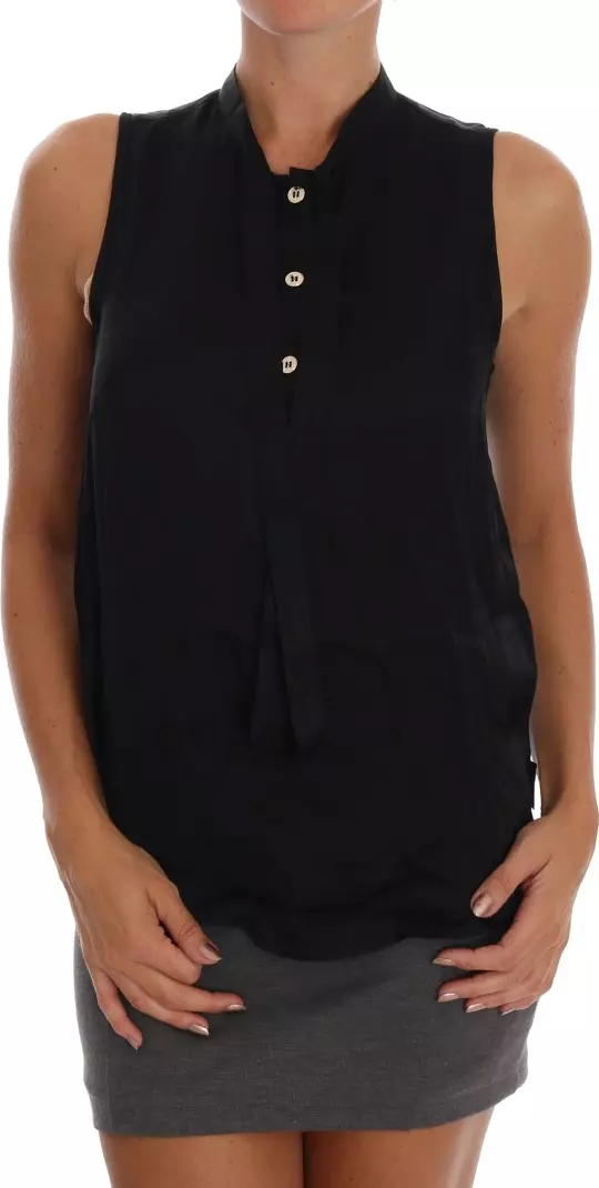 Black Sleeveless Viscose Blouse Top