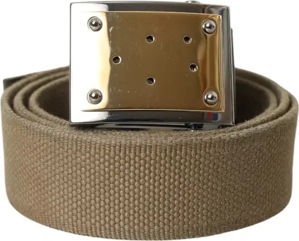 Brown Canvas Square Metal Buckle Men Belt