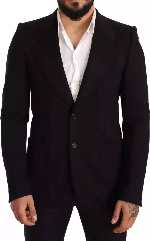Black Wool Slim Fit Coat Jacket Blazer
