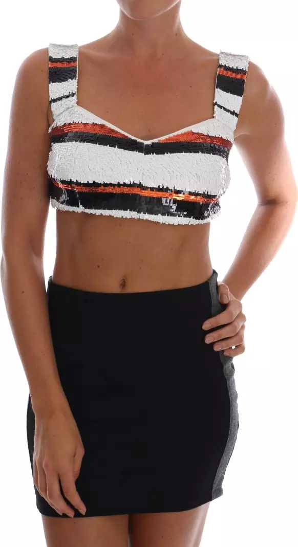 Multicolor Sequined Stretch Bustier Top