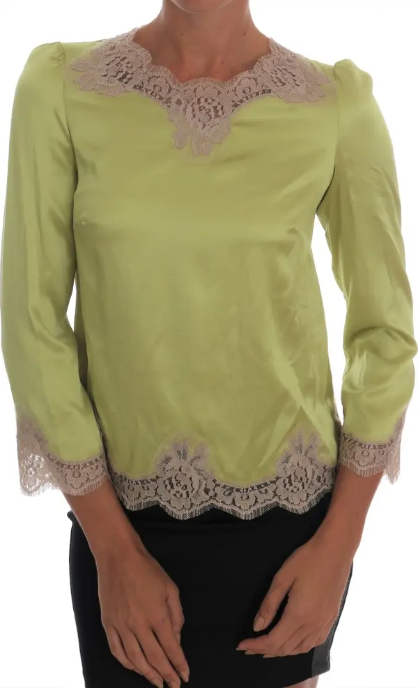 Green Silk Stretch Blouse Top