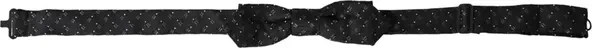 Black Silk Patterned Adjustable Neck Men Papillon Bow Tie