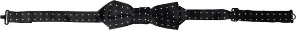 Black Silk Polka Dot Adjustable Neck Men Papillon Bow Tie