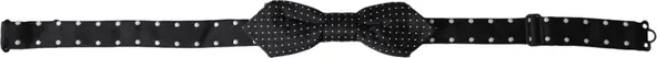 Black Silk Polka Dot Adjustable Neck Men Papillon Bow Tie