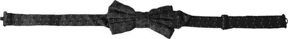 Black Silk Patterned Adjustable Neck Men Papillon Bow Tie