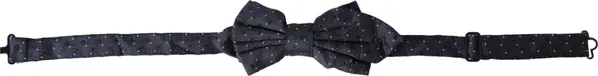 Navy Blue Silk Patterned Adjustable Men Papillon Bow Tie