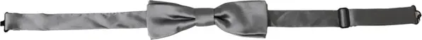 Gray Satin Silk Adjustable Neck Men Papillon Bow Tie