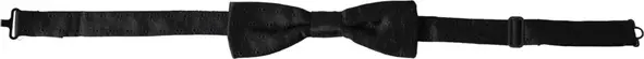 Black Silk Patterned Adjustable Neck Men Bow Tie