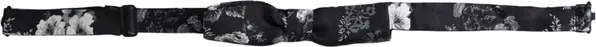 Black Floral Silk Adjustable Neck Men Bow Tie