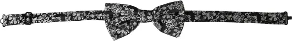 Black Floral Silk Adjustable Neck Men Bow Tie