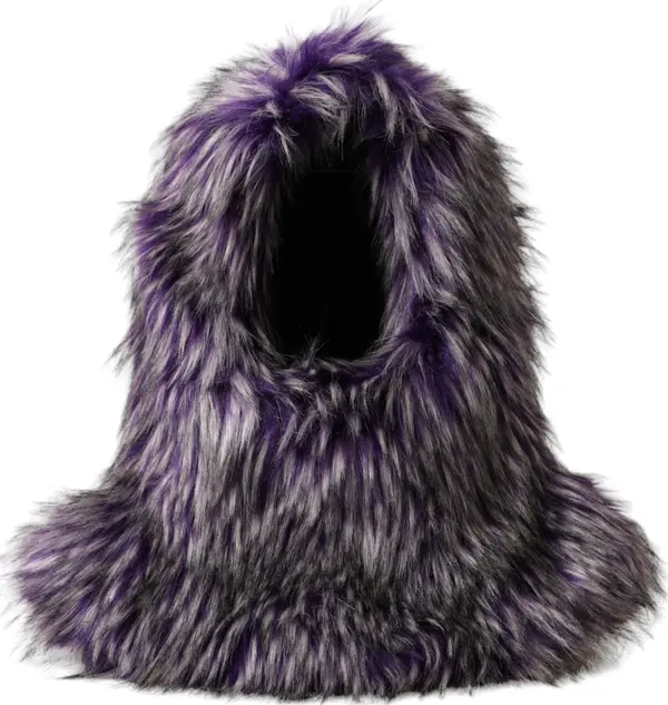 Purple Faux Fur Whole Head Wrap Hat