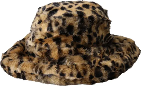 Brown Leopard Fur Women Bucket Hat