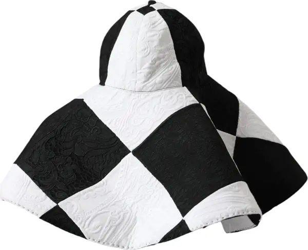 Black White Checkered Wide Brim Floppy Hat