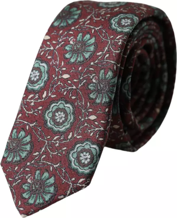 Maroon Floral 100% Silk Adjustable Men Tie
