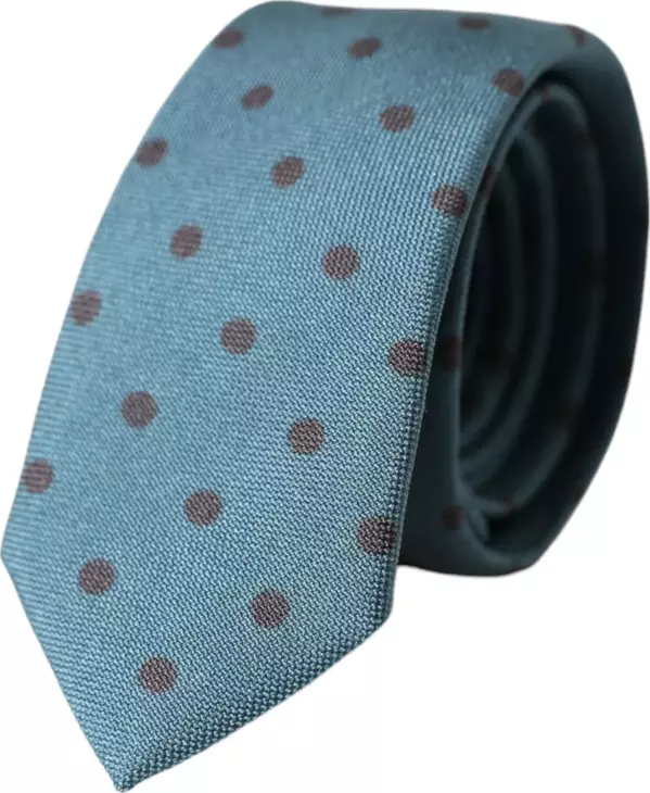 Green Black Polka Dot Silk Adjustable Men Tie