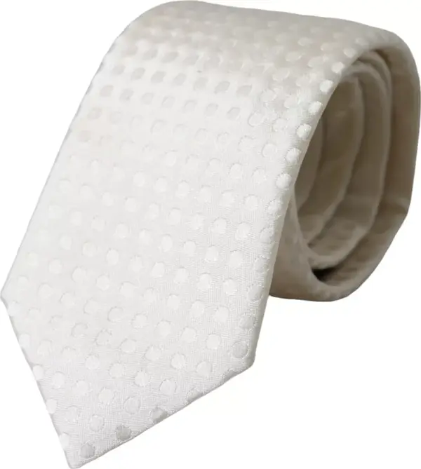 White Dotted Silk Classic Adjustable Men Tie