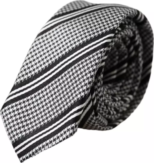 Black White Stripes Silk Adjustable Tie