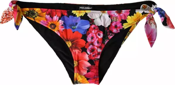 Black Floral Print Swimsuit Bikini Bottom Swimwear