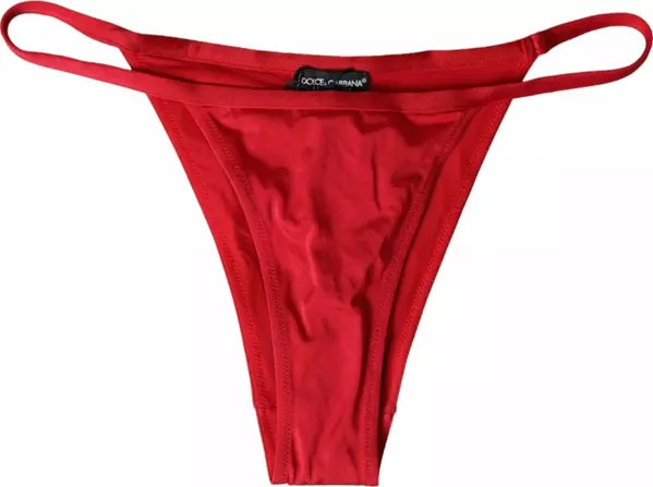 Red Nylon Stretch Beachwear Swimwear Bottom Bikini