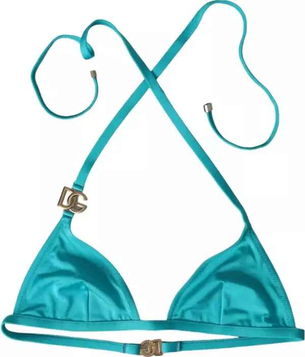 Blue Green Halter DG Logo Swimwear Beachwear Bikini Top