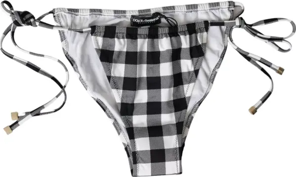 Black White Check Swimwear Beachwear Bottom Bikini