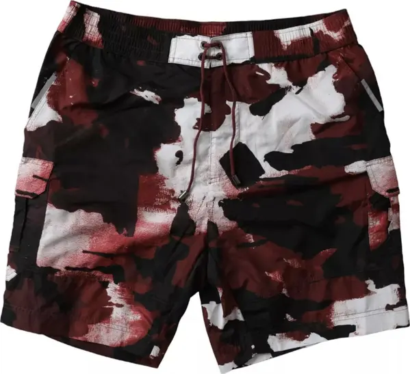 Multicolor Camouflage DG Logo Beachwear Shorts Swimwear