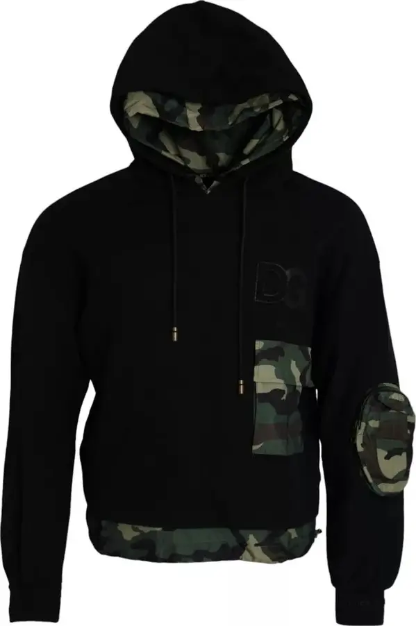 Black Camouflage Hooded Sweatshirt Sweater
