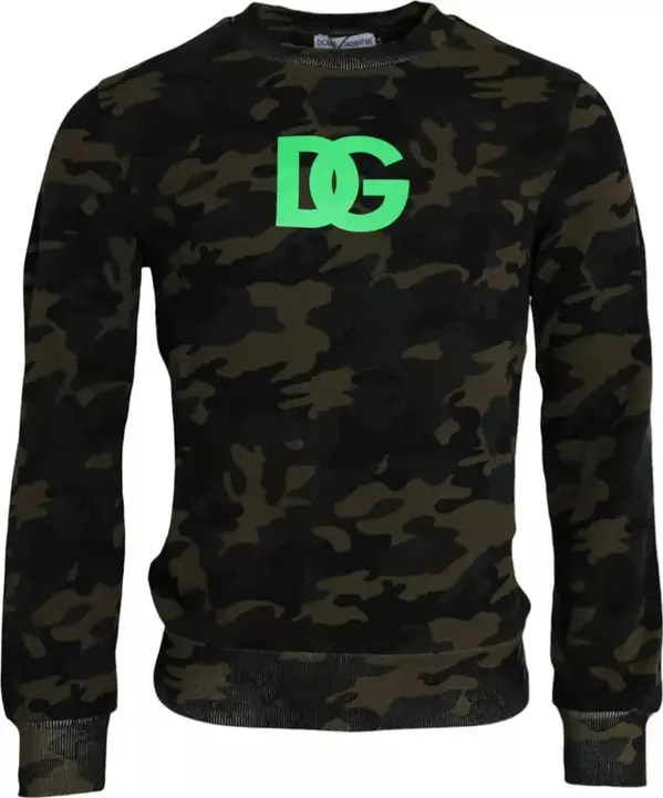 Black Camouflage Crew Neck Pullover Sweater
