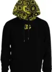 Black Logo Cotton Hooded Sweatshirt Sweater