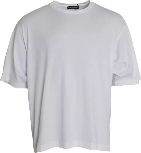 White Cotton Round Neck Short Sleeve T-shirt