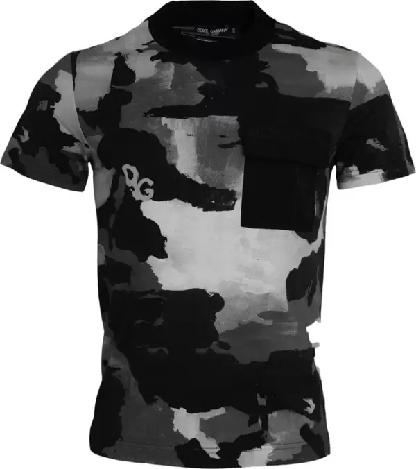 Multicolor Camouflage Cotton Crewneck T-shirt