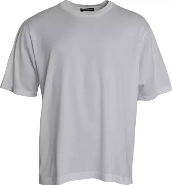 White Cotton Round Neck Short Sleeve T-shirt