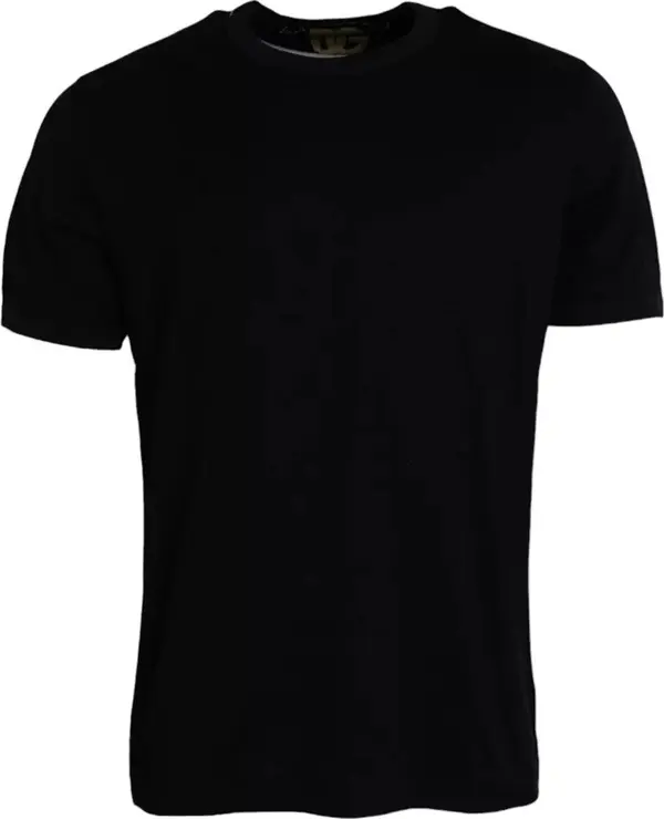 Black Cotton Round Neck Short Sleeves Men T-shirt