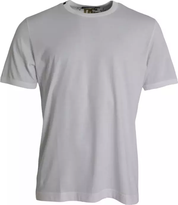 White Cotton Round Neck Short Sleeves T-shirt