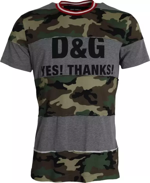 Multicolor Camouflage Cotton Crew Neck Men T-shirt