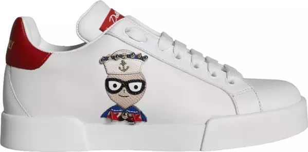 White Patch Calfskin Nappa Portofino Sneakers Shoes