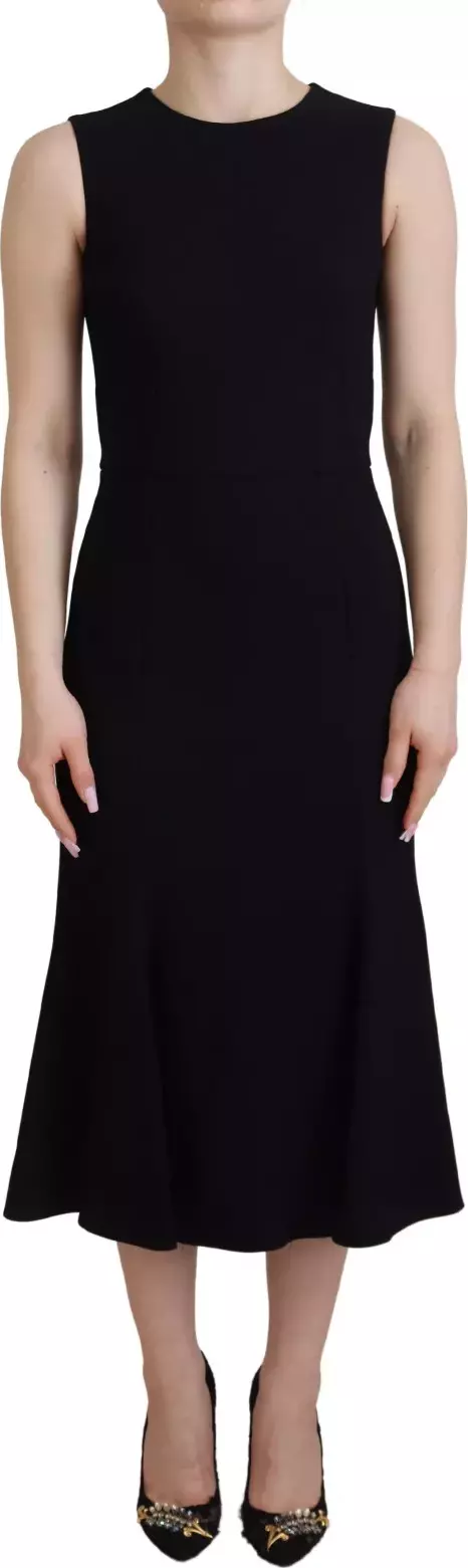 Black Dress Sheath Flare Viscose Dress