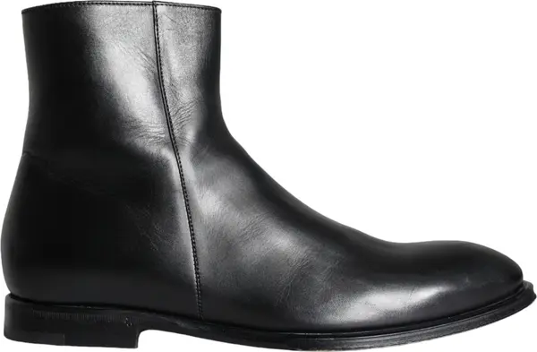 Black Calf Leather Men Ankle Boots Men Shoes