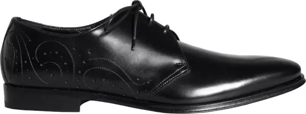 Black Calfskin Leather Derby Men Dress Shoes